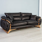 SET 3/1/1 CANAPEA LUXURY ELITE 3 LOCURI SI 2 FOTOLII, TAPITERIE NEAGRA